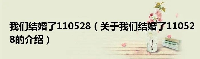 我们结婚了110528(关于我们结婚了110528的介绍)