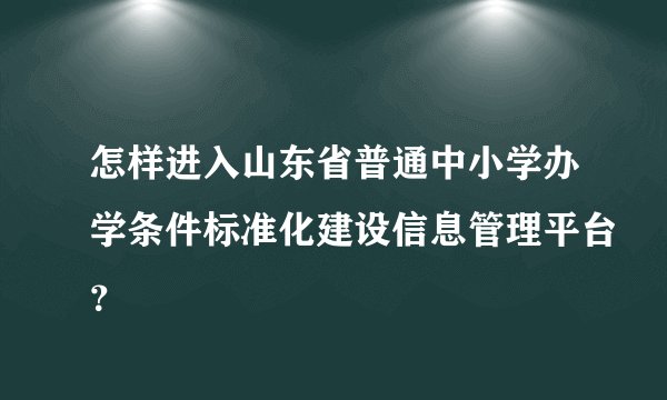 怎样进入山东省普通中小学办学条件标准化建设信息管理平台？
