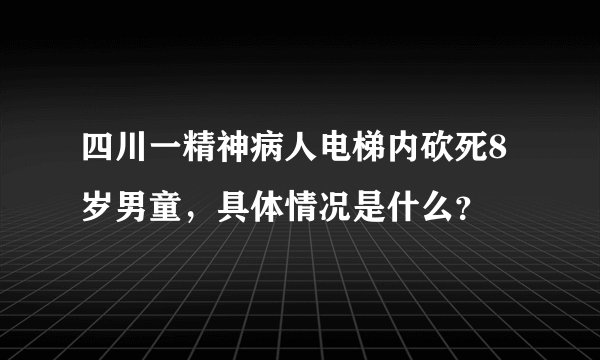 四川一精神病人电梯内砍死8岁男童,具体情况是什么?