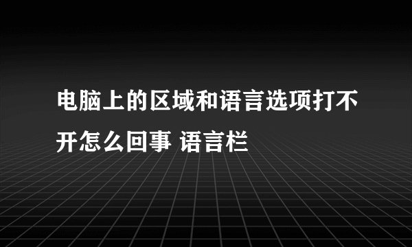 电脑上的区域和语言选项打不开怎么回事 语言栏