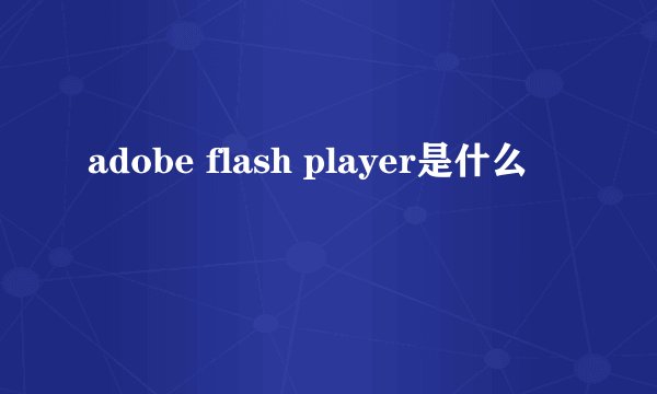 adobe flash player是什么