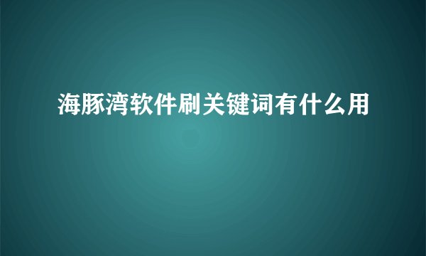 海豚湾软件刷关键词有什么用