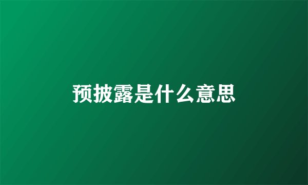 预披露是什么意思
