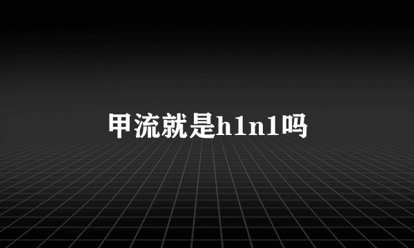 甲流就是h1n1吗