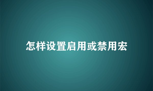 怎样设置启用或禁用宏