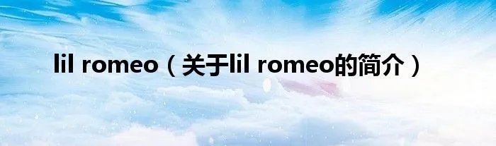 lil romeo（关于lil romeo的简介）