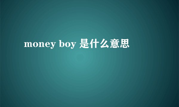 money boy 是什么意思