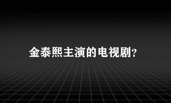 金泰熙主演的电视剧?
