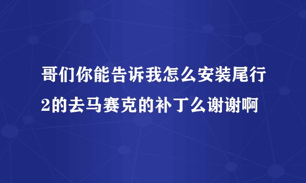 哥们你能告诉我怎么安装尾行2的去马赛克的补丁么谢谢啊
