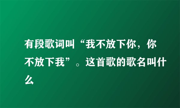 有段歌词叫“我不放下你,你不放下我”。这首歌的歌名叫什么