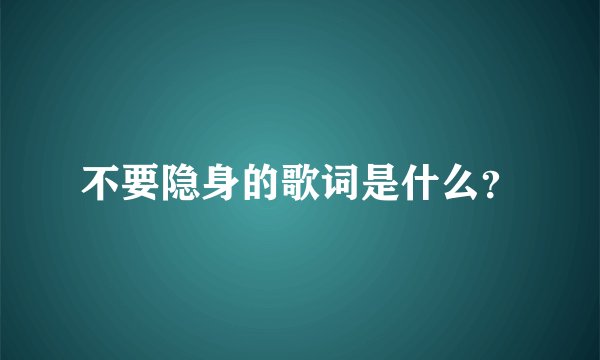 不要隐身的歌词是什么？