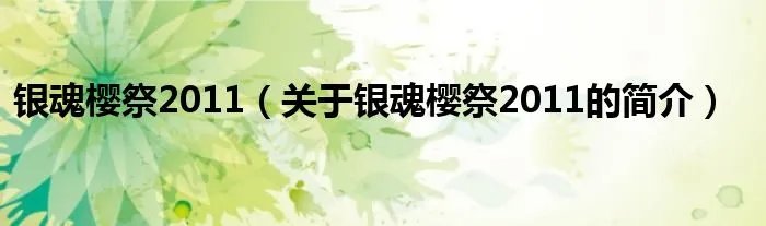 银魂樱祭2011（关于银魂樱祭2011的简介）