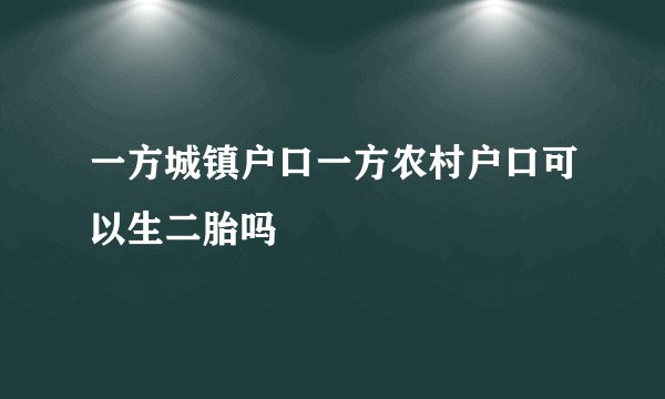 一方城镇户口一方农村户口可以生二胎吗