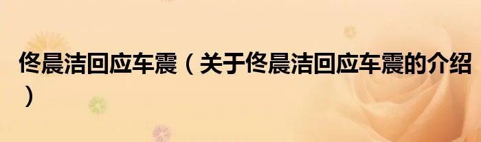 佟晨洁回应车震（关于佟晨洁回应车震的介绍）