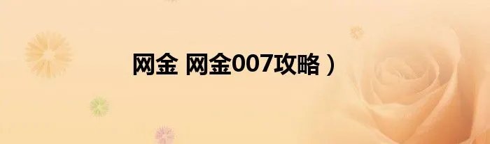 网金 网金007攻略）