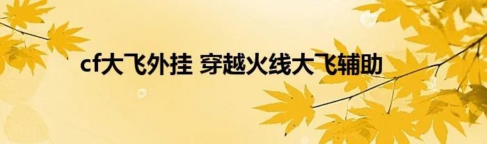 cf大飞外挂 穿越火线大飞辅助