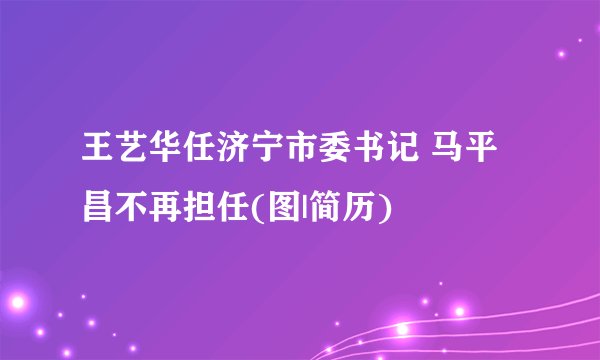 王艺华任济宁市委书记 马平昌不再担任(图|简历)