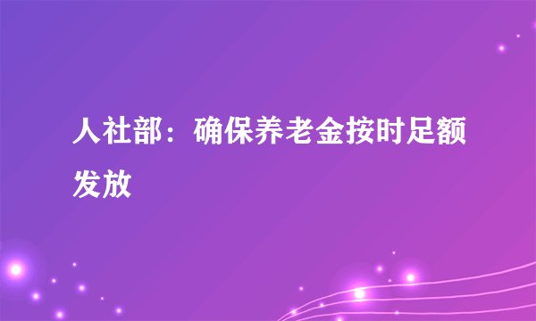 人社部：确保养老金按时足额发放