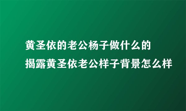 黄圣依的老公杨子做什么的 揭露黄圣依老公样子背景怎么样