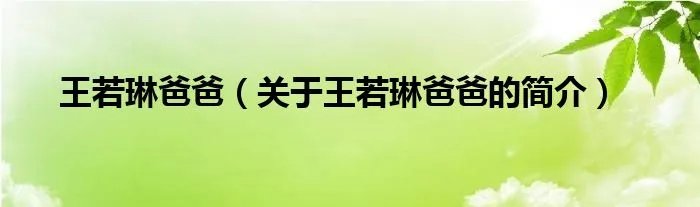 王若琳爸爸（关于王若琳爸爸的简介）