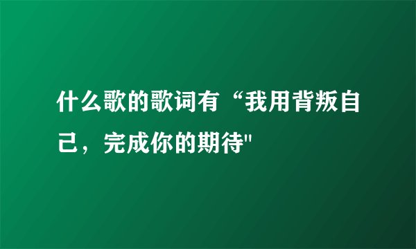 什么歌的歌词有“我用背叛自己,完成你的期待