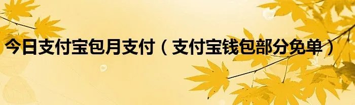 今日支付宝包月支付（支付宝钱包部分免单）
