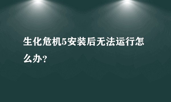 生化危机5安装后无法运行怎么办?