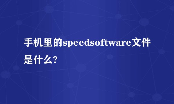 手机里的speedsoftware文件是什么?
