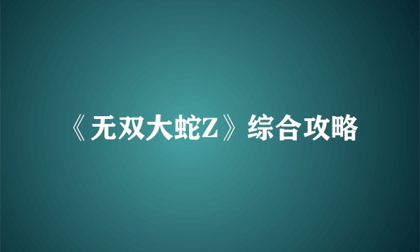 《无双大蛇Z》综合攻略