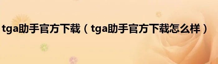 tga助手官方下载（tga助手官方下载怎么样）