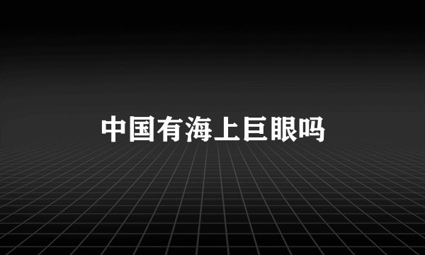 中国有海上巨眼吗