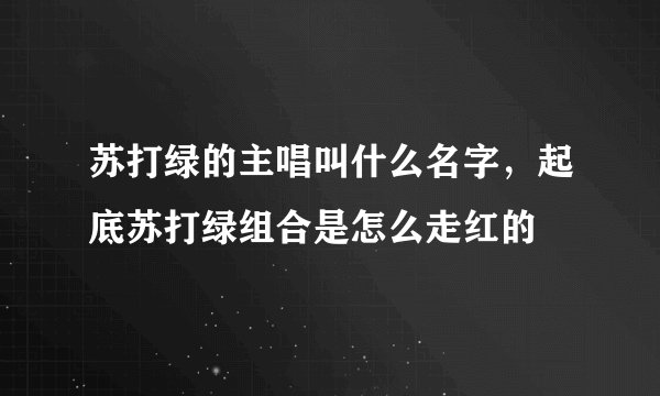 苏打绿的主唱叫什么名字，起底苏打绿组合是怎么走红的