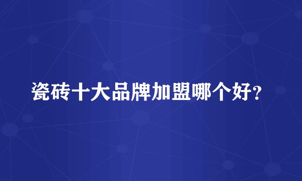 瓷砖十大品牌加盟哪个好？