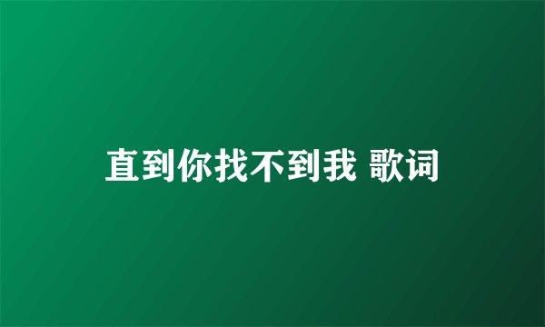 直到你找不到我 歌词
