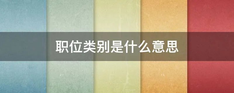 职位类别是什么意思