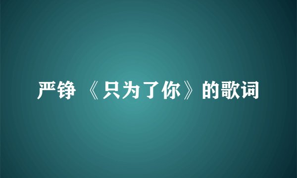 严铮 《只为了你》的歌词