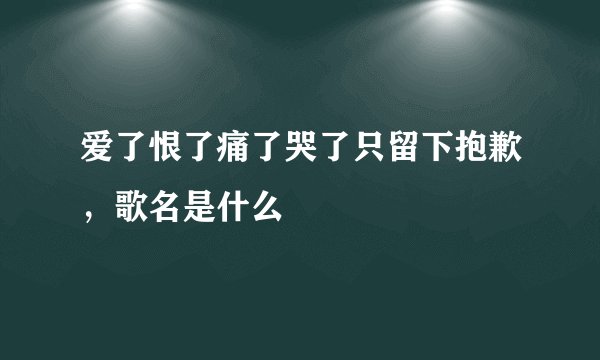 爱了恨了痛了哭了只留下抱歉，歌名是什么