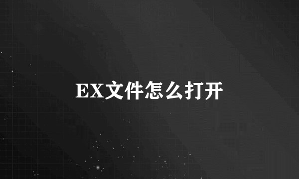 EX文件怎么打开