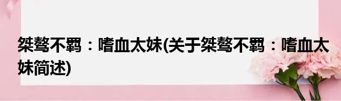 桀骜不羁：嗜血太妹(关于桀骜不羁：嗜血太妹简述)
