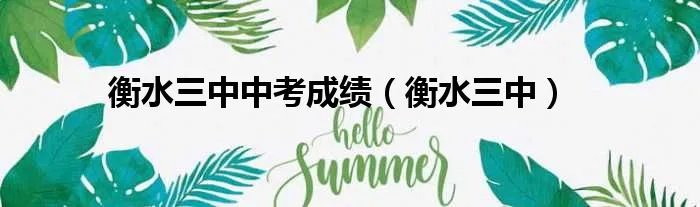 衡水三中中考成绩（衡水三中）