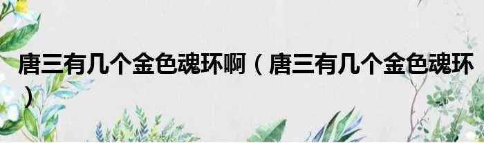 唐三有几个金色魂环啊（唐三有几个金色魂环）