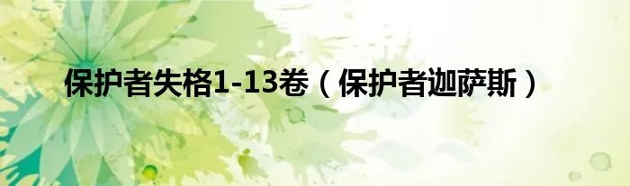 保护者失格1-13卷（保护者迦萨斯）