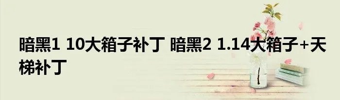 暗黑1 10大箱子补丁 暗黑2 1.14大箱子+天梯补丁