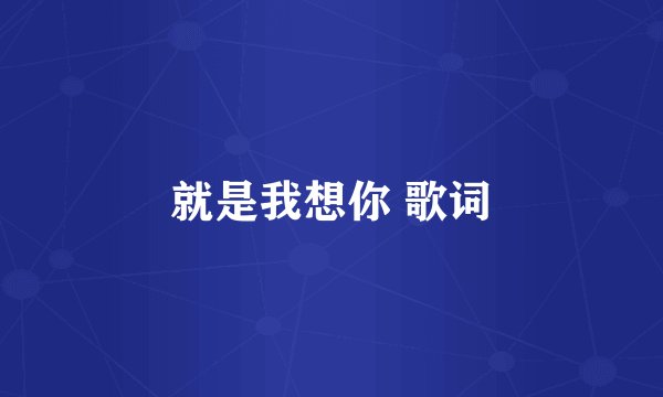 就是我想你 歌词