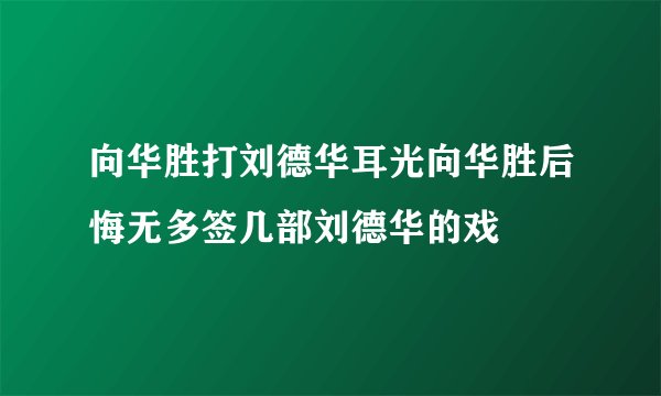 向华胜打刘德华耳光向华胜后悔无多签几部刘德华的戏