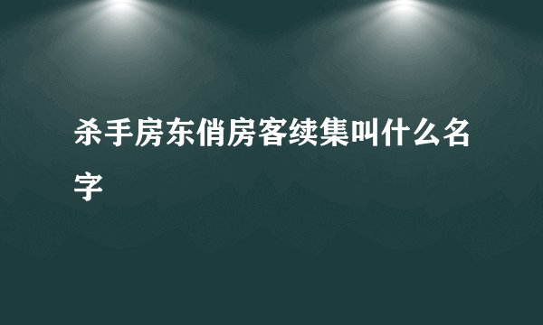 杀手房东俏房客续集叫什么名字