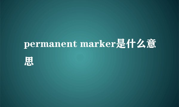 permanent marker是什么意思