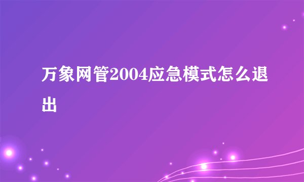 万象网管2004应急模式怎么退出