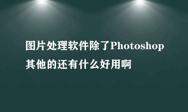 图片处理软件除了Photoshop其他的还有什么好用啊
