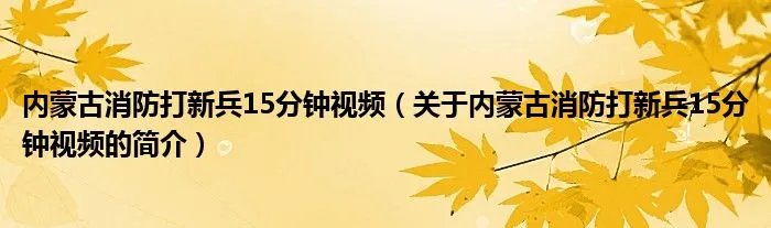 内蒙古消防打新兵15分钟视频(关于内蒙古消防打新兵15分钟视频的简介)